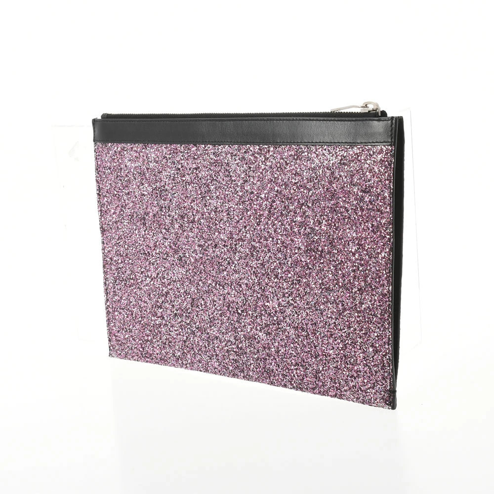 Saint Laurent Clutch Pink Glitter Purple Leather Bag